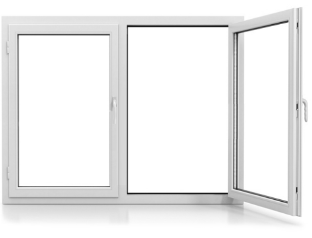 Ventana abisagrada de aluminio en Barcelona.