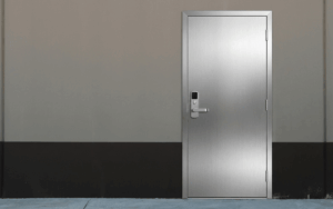 Puerta de aluminio de exterior moderna en vivienda unifamiliar
